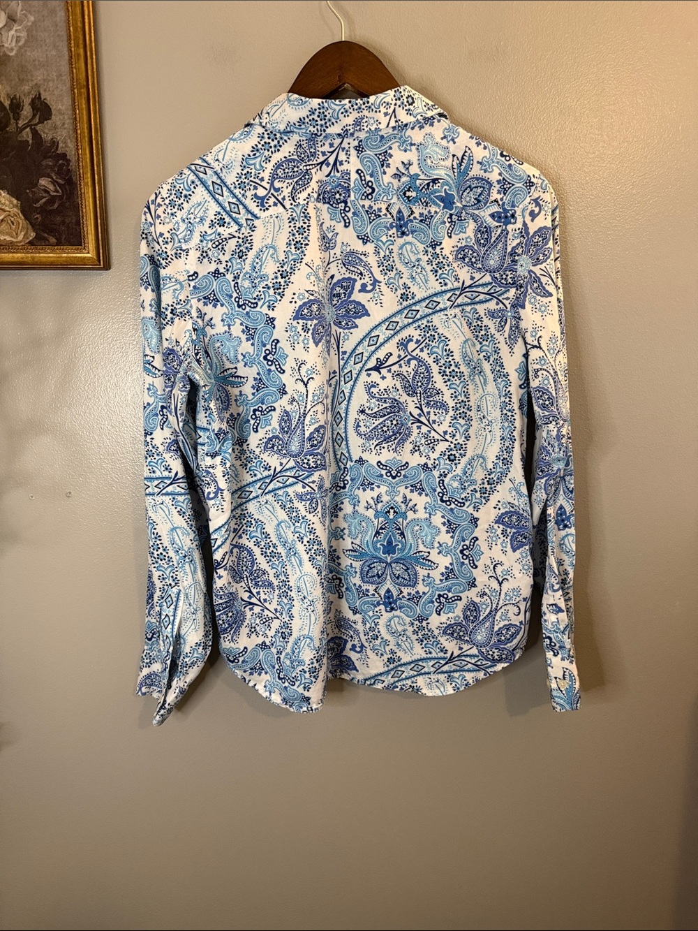 Lauren Ralph Lauren Paisley Button Down Shirt Blue White Cotton M - Picture 8 of 8